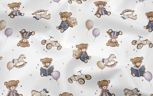 Сатин (бавовняна тканина) ведмедики — хлопчики(ширина 160 см, 120 г/м2)