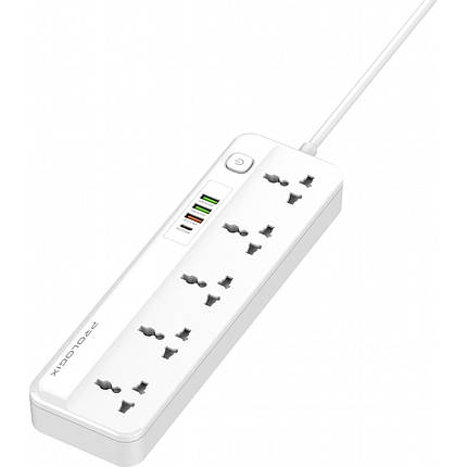 Фільтр живлення ProLogix Premium (PR-SC5415W) 5 розеток, 4 USB (1 PD +1 QC3.0 +2 AUTO ID), 2 м, біли, фото 1