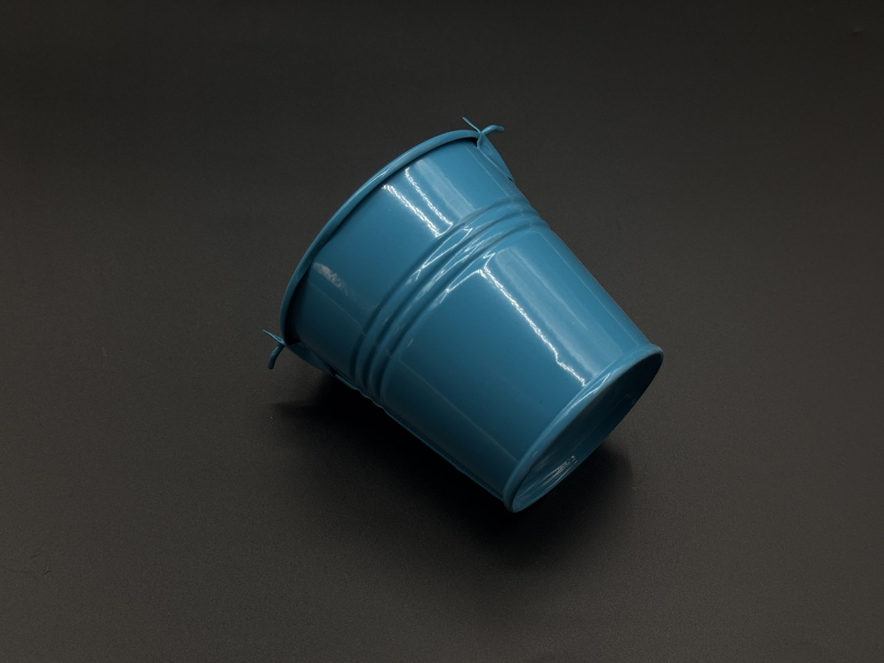 Декоративне відерце для квітів металеве Колір блакитний. 7х7х5см, фото 1