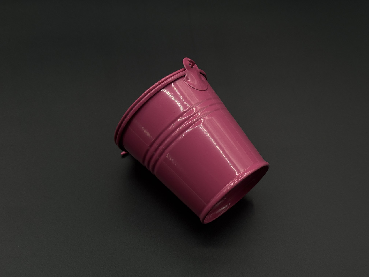 Декоративне відерце для квітів металеве Колір рожевий. 7х7х5см, фото 1