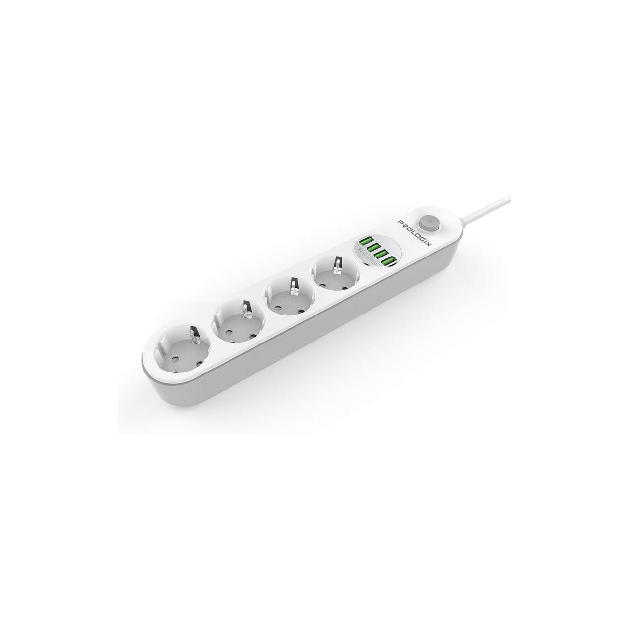 Фільтр живлення ProLogix Premium (PR-SE4432W) 4 розетки, 4 USB, 2 м, білий