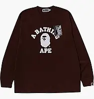 Urbanshop com ua Лонгслів чоловічий Bape Mad Face College Long Sleeve Tee Brown 1J80111002BRW РОЗМІРИ