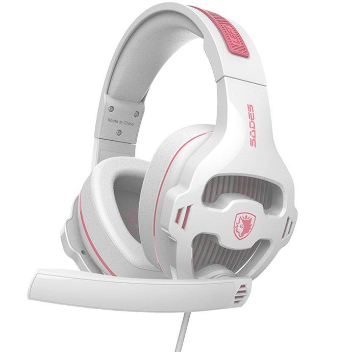 Навушники з мікрофоном Sades SA-726 Ppower White/Pink (SA726WPJ)