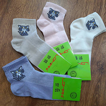 Дитячі стрейчеві шкарпетки,сітка бавовна  "LOMANI Україна" Котик Art: 707 / 12 пар