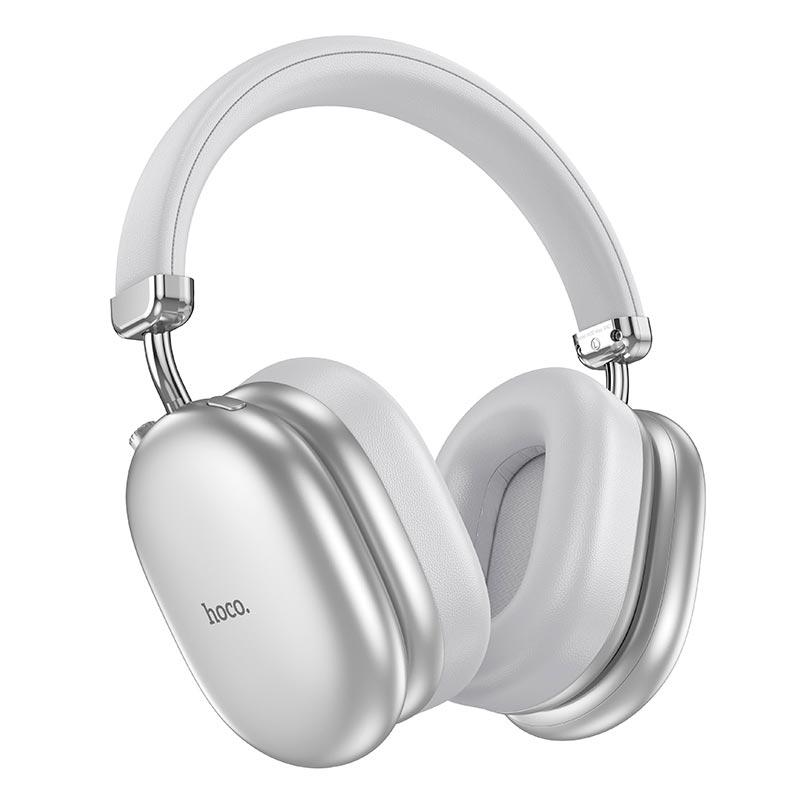 Навушники накладні Hoco W35 Max Auspicious ANC з мікрофоном BT5.4 AUX TF 90h Silver White, фото 1