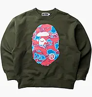Urbanshop com ua Світшот чоловічий Bape Liquid Camo Ape Head Crewneck Olive 001SWK301017M РОЗМІРИ ЗАПИТУЙТЕ