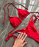 Червоний купальник на зав'язках, роздільний купальник, фото 2