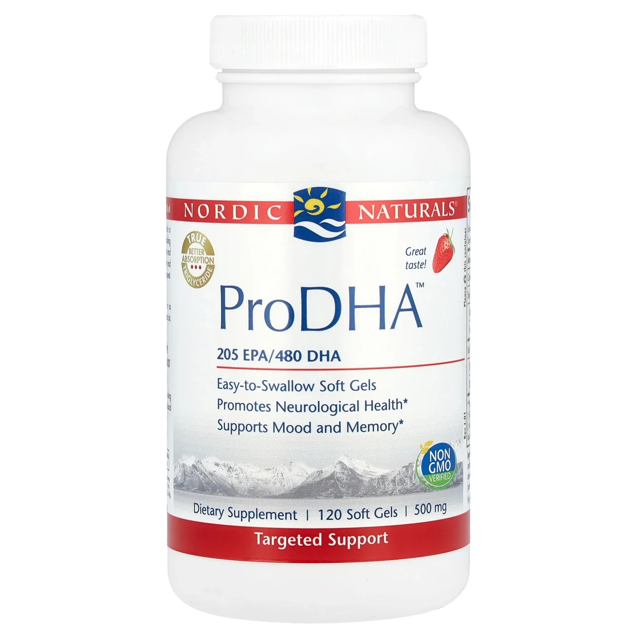 Nordic Naturals, ProDHA, полуничний смак, 240 мг, 120 м'яких таблеток, Київ