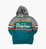 Urbanshop com ua Худі чоловіче Mitchell & Ness Nfl Miami Dolphins Head Coach Pullover Hoodie Turquoise/Grey