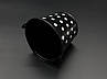 Декоративне відерце для квітів металеве Колір чорний+білий горошок. 7,3х8,5х6см, фото 2
