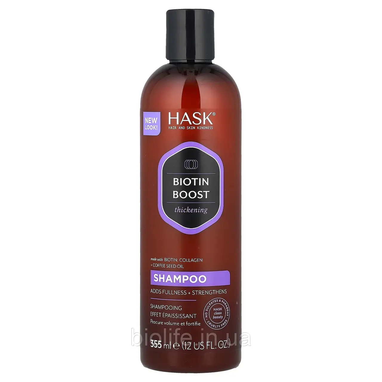Hask Beauty, Biotin Boost, Шампунь для загуснення, 12 рідких унцій (355 мл) оригінал, фото 1
