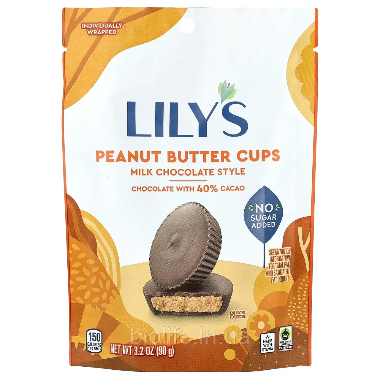 Lily's Sweets, Milk Chocolate Style, чашки з арахісовою пастою, без додавання цукру, 91 г (3,2 унції) оригінал, фото 1