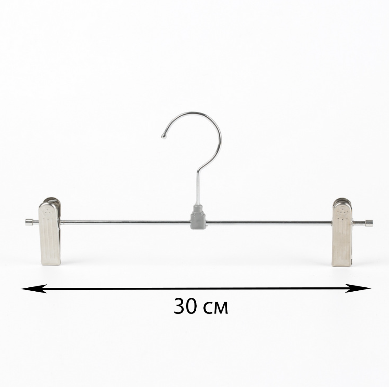 Плічка вішалки тремпеля з прищіпками для штанів і спідниць 30 см хром, фото 1