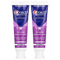 Crest, 3D White, покращена формула, зубна паста проти карієсу з фторидом, зі смаком м'яти, 2 тюбика по 93 г