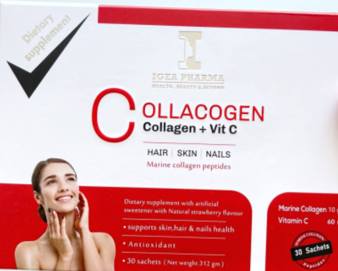 Collacogen + Vit C Морський колаген та Вітамін С( зі смаком полуниці) для волосся, шкіри та нігтів 30шт. Єгипет