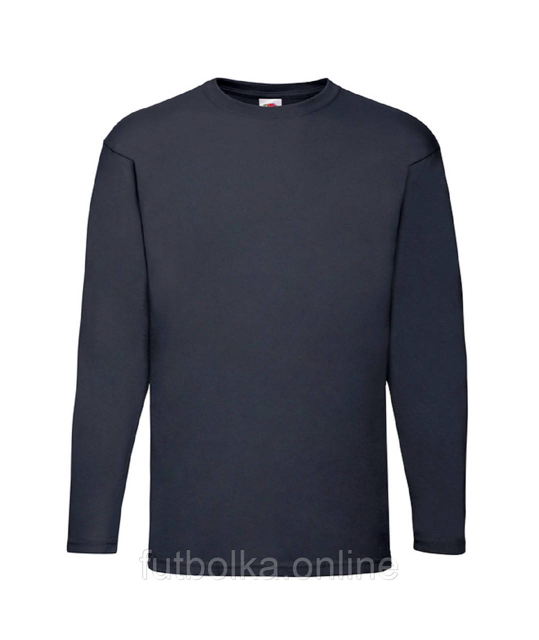 Глибокий Темно-Синій чоловічий лонгслів батал Valueweight long sleeve Fruit of the Loom