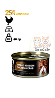 Влажный корм AnimAll для кошек с курицей и крабом 80 гр