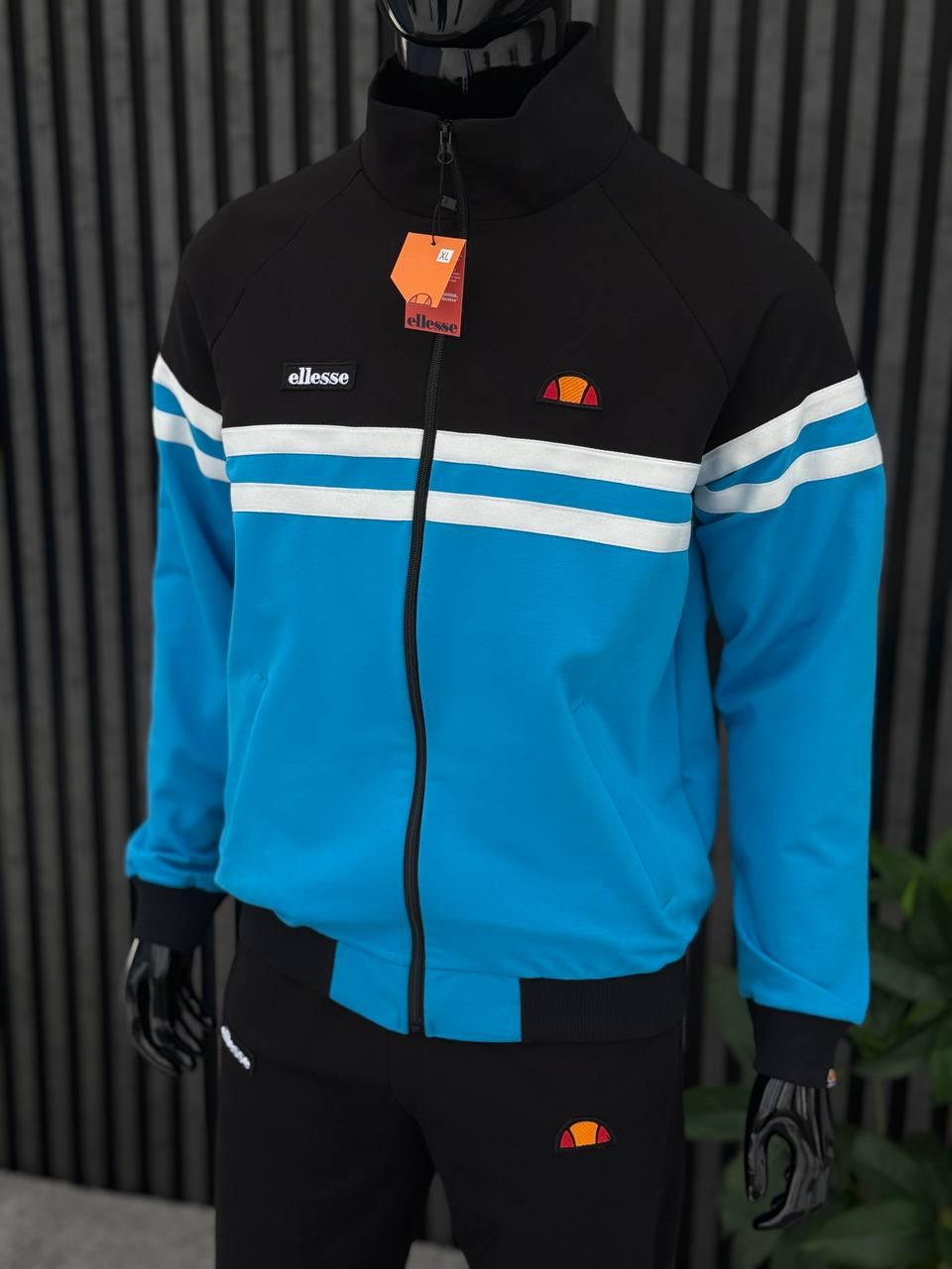 Олімпійка Ellesse чоловіча весняна осіння кофта на блискавці еліс чорно-синя