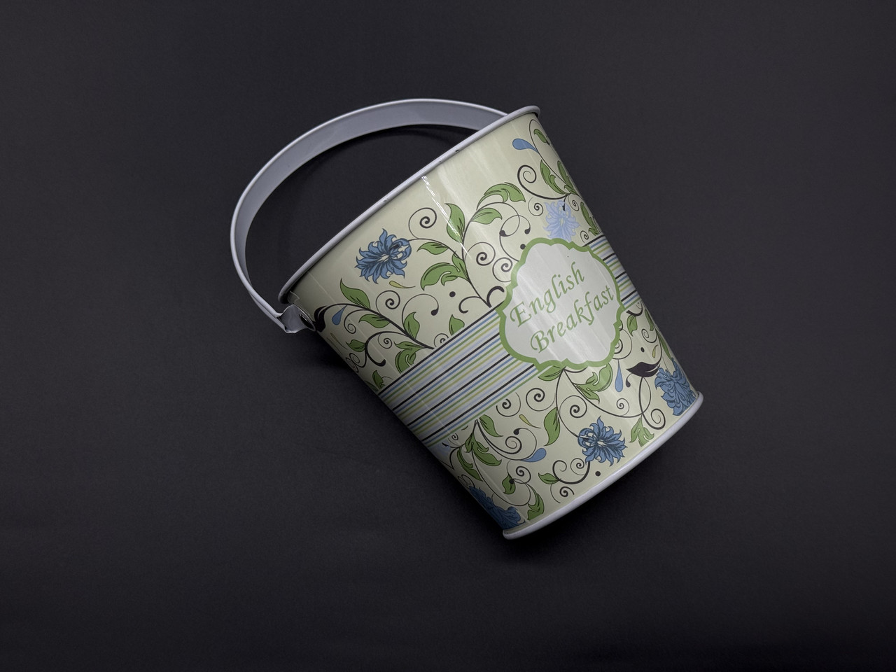 Декоративне відерце для квітів металеве. Прінт квіти. 10.7х10.5х7.6см, фото 1