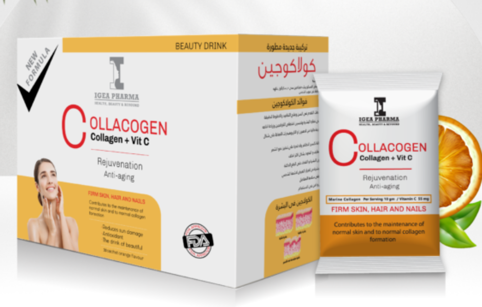 Collacogen + Vit C Морський колаген та Вітамін С( зі смаком апельсина) для волосся, шкіри та нігтів 30шт. Єгипет