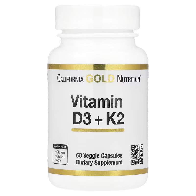Вітаміни D3 та K2, California Gold Nutrition, 60 рослинних капсул