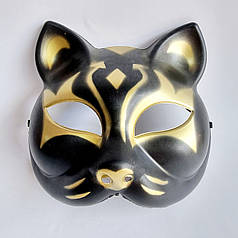 Маска Кіцуне Японської Лисиці Kitsune чорна, 18х17 см