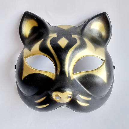 Маска Кіцуне Японської Лисиці Kitsune чорна, 18х17 см, фото 1