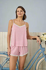 Піжама жіноча МАЙКА+ШОРТИКИ "Bliss" ТУРЦІЯ РОЖЕВА СМУЖКА 2780-21