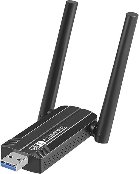 Бездротовий USB WiFi-адаптер для ПК, 1300 Мбіт/с, дві антени 5Dbi, 2,4 та 5,0 ГГц, 802.11AC USB 3.0