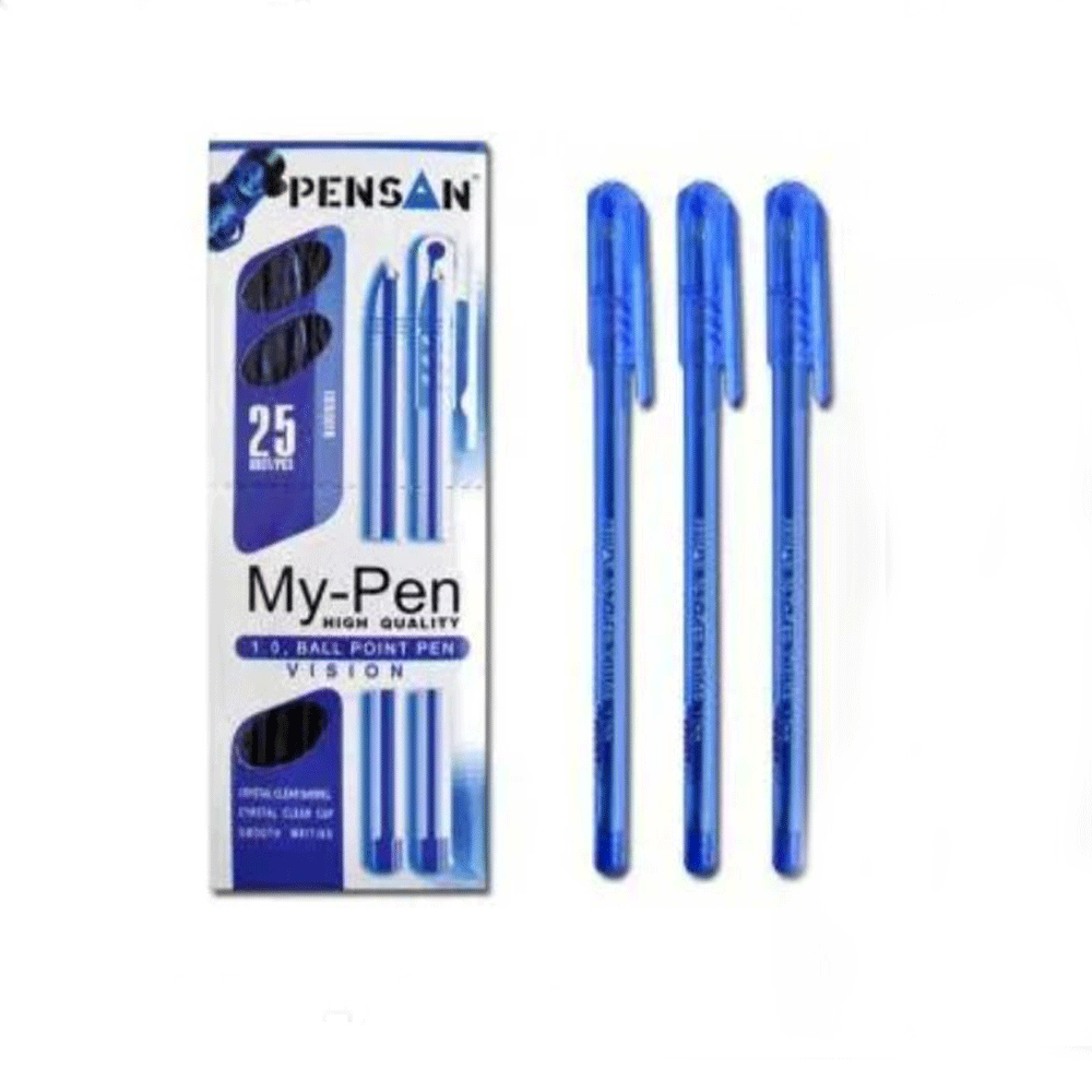 Ручка My-Pen упаковка 25 шт товщина 1.0 мм масляна синя, пластиковий корпус