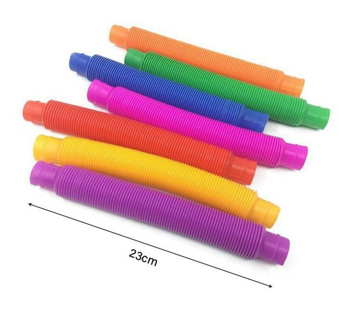 Пластикові еластичні труби Антистресові іграшки S Fidget Pop Tube, набір з 12 пластикових еластичних труб, фото 1