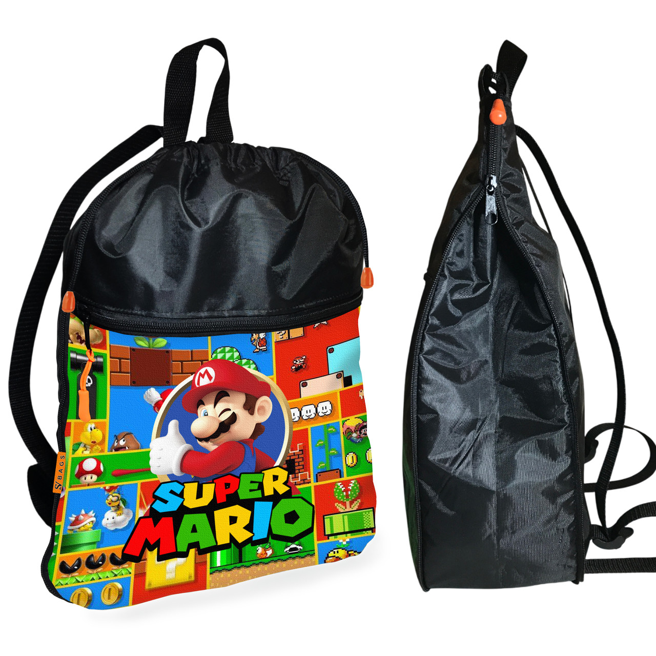 Рюкзак-мішок для взуття, спортивної форми Супер Маріо «Super Mario» дитяча сумка для змінки з розширювачем (01303), фото 1