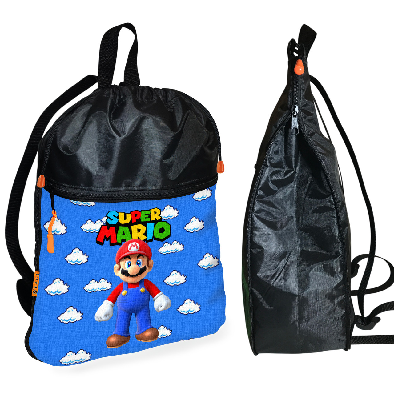 Рюкзак-мішок для взуття, спортивної форми Супер Маріо «Super Mario» дитяча сумка для змінки з розширювачем (01304), фото 1