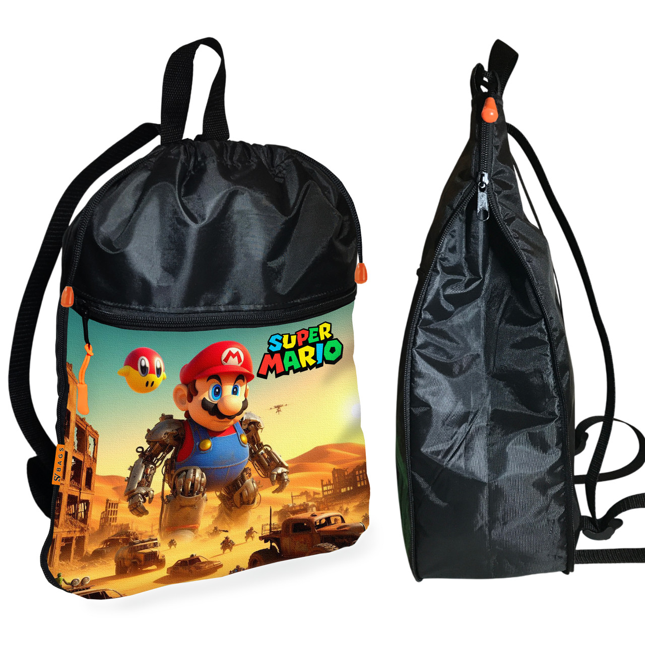 Рюкзак-мішок для взуття, спортивної форми Супер Маріо «Super Mario» дитяча сумка для змінки з розширювачем (01314), фото 1