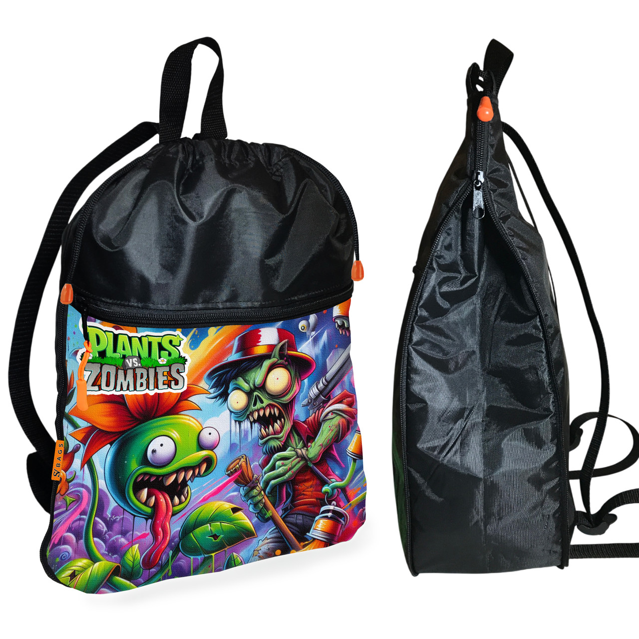 Рюкзак-мішок для взуття, спортивної форми Рослини Проти Зомбі дитяча сумка для змінки з розширювачем (01375), фото 1