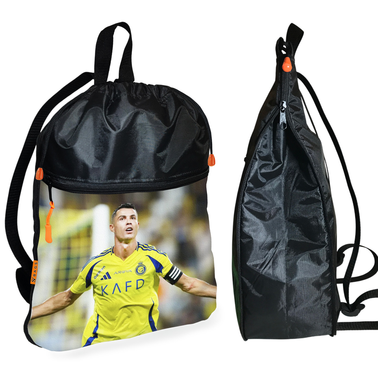 Рюкзак-мішок для взуття, спортивної форми Кріштіану Роналду дитяча сумка для змінки з розширювачем (01391), фото 1