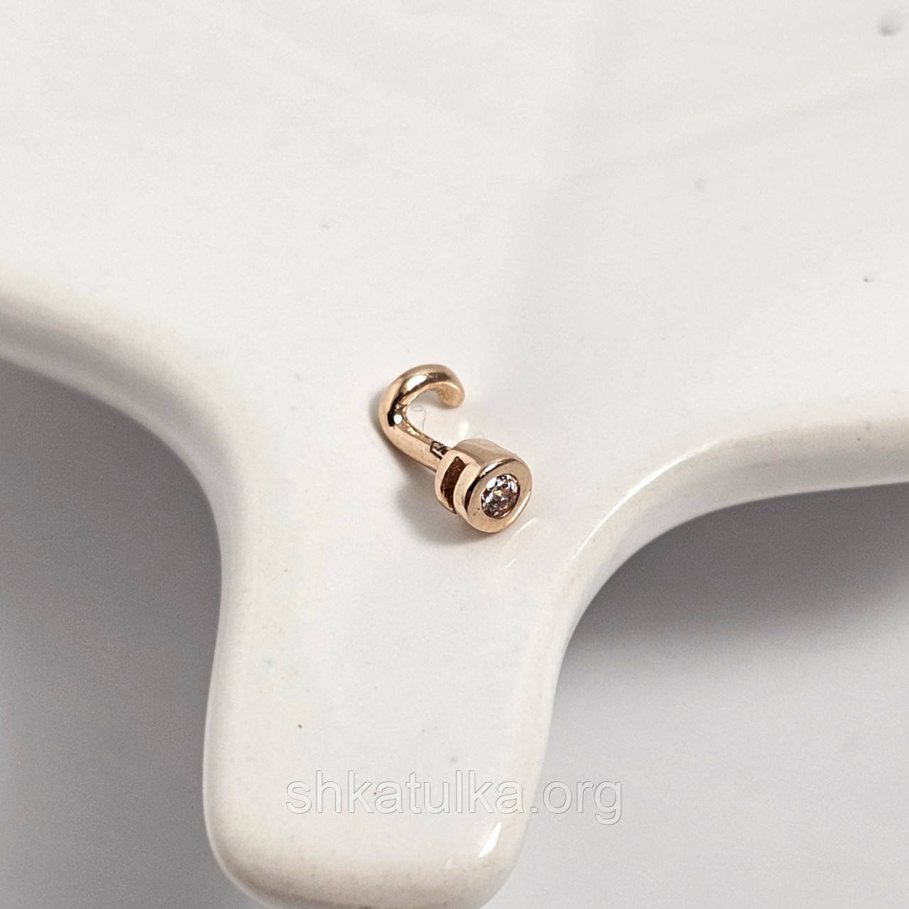 Сережка пірсинг золота з круглим білим фіанітом 0.17, фото 1