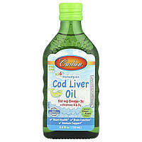 Carlson Labs, Kids Cod Liver Oil, Natural Green Apple , 550 mg, 8.4 fl oz (250 ml) Днепр