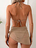 Бежевий купальник із парео, купальник із жактою кольору какао, фото 2