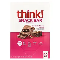ThinkThin, High Protein Bars, Chocolate Almond Brownie, 10 Bars, 1.41 oz (40g) Each, оригінал