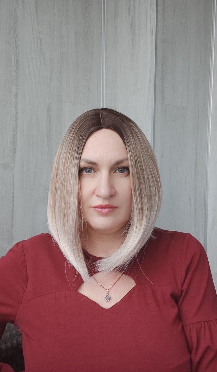 Перука каре білявка омбре без чубчика блонд (LCI1054), фото 1