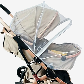 Антимоскітна сітка для прогулянкової коляски с дугами і блискавкою посередині. Колір сірий. (80181)