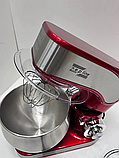 Професійний кухонний тістоміс міксер 4в1 Zepline 3500 Вт на 6 л Потужний міксер-тестоміс Червоний, фото 3