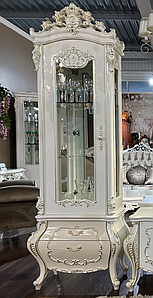 Вітрина 1Д 77х43х230 см біла глянсова із золотом Джейн