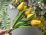 Букет тюльпанів латекс 7 шт/уп. жовтого кольору, фото 2