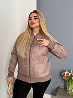 Жіноча весняна куртка Бомбер 48-50, 52-54, 56-58, 60-62 білий, хакі, мокко