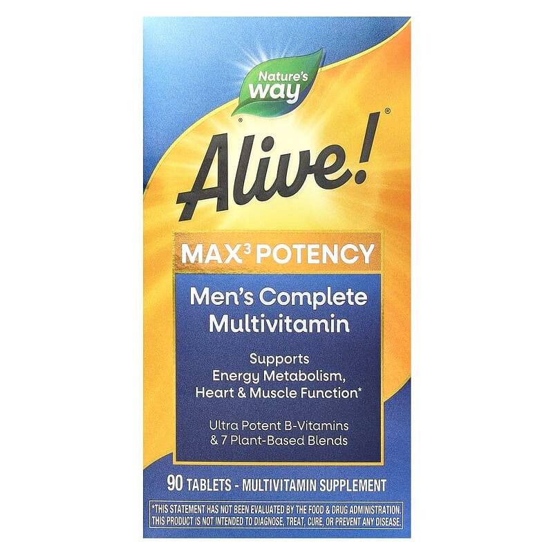 Мультивітаміни для чоловіків Nature's Way, Alive! "Max3 Daily Men's" максимальна ефективність (90 таблеток), фото 1