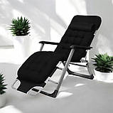 Садовий шезлонг + матрац IdealGarden G-SF02-BK ЧОРНИЙ Лежак до 120кг, фото 4