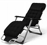 Садовий шезлонг + матрац IdealGarden G-SF02-BK ЧОРНИЙ Лежак до 120кг, фото 3