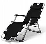 Садовий шезлонг + матрац IdealGarden G-SF02-BK ЧОРНИЙ Лежак до 120кг, фото 2